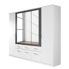 Armoire Blanc neige et Gris métallisé Brenda