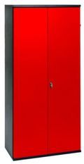Armoire de bureau métallique 2 portes rouge et noir Folia L 80 x H 160 x P 41 cm