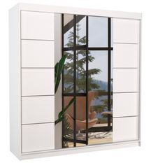 Armoire chambre adulte 2 portes coulissantes DALIA 200 cm avec miroir