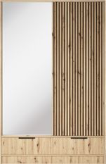 Armoire chambre adulte ASTORIA 120 cm chêne artisan et miroir