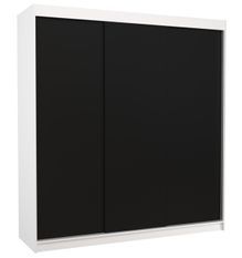 Armoire chambre adulte blanche et noir 2 portes coulissantes Kamia 200 cm