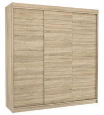 Armoire chambre adulte bois clair 3 portes coulissantes Kamia 200 cm