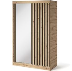 Armoire chambre adulte MERIKO 120 cm Chêne artisan et miroir