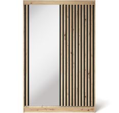 Armoire chambre adulte MERIKO 120 cm Chêne artisan et miroir