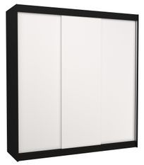 Armoire chambre adulte noir et blanche 3 portes coulissantes Kamia 200 cm