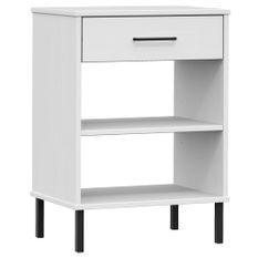 Armoire console avec pieds en métal Blanc Bois pin massif OSLO