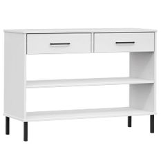 Armoire console avec pieds en métal Blanc Bois pin massif OSLO