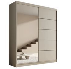 Armoire coulissante 2 portes avec miroir TENA 180 cm – Design moderne