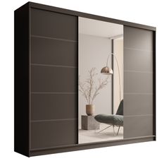 Armoire coulissante 3 portes TENA 250 avec miroir – Design moderne et grande capacité de rangement
