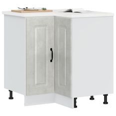 Armoire d'angle de cuisine Kalmar gris béton bois d'ingénierie