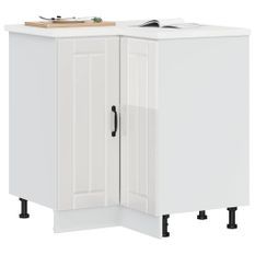 Armoire d'angle de cuisine Lucca blanc brillant bois ingénierie