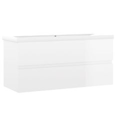 Armoire d'évier avec lavabo intégré 101 cm Blanc brillant