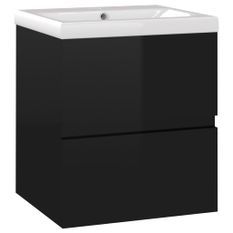 Armoire d'évier avec lavabo intégré 41 cm Noir brillant