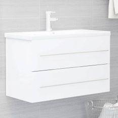 Armoire d'évier avec lavabo intégré Blanc 5