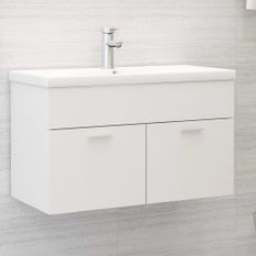 Armoire d'évier avec lavabo intégré Blanc 10