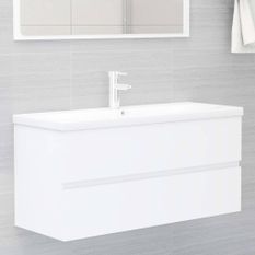 Armoire d'évier avec lavabo intégré Blanc 11