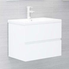 Armoire d'évier avec lavabo intégré Blanc 6