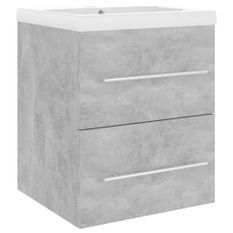 Armoire d'évier avec lavabo intégré Gris béton 3