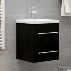 Armoire d'évier avec lavabo intégré Noir 2