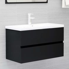 Armoire d'évier avec lavabo intégré Noir 8