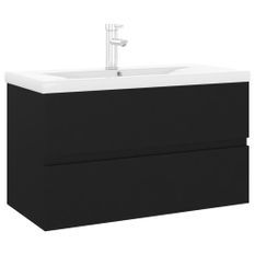 Armoire d'évier avec lavabo intégré Noir 8