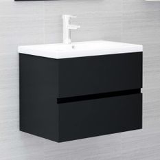 Armoire d'évier avec lavabo intégré Noir 14