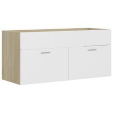 Armoire d'évier Blanc et chêne sonoma 100x38,5x46 cm