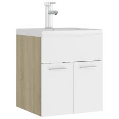 Armoire d'évier et lavabo intégré Blanc/chêne sonoma 5