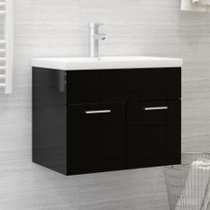 Armoire d'évier Noir brillant 60x38,5x46 cm