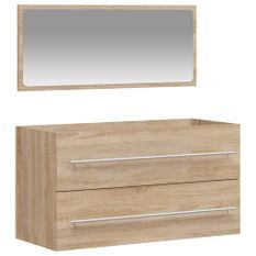 Armoire de bain avec miroir chêne sonoma bois d'ingénierie