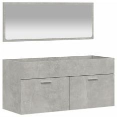 Armoire de bain avec miroir gris béton bois d'ingénierie