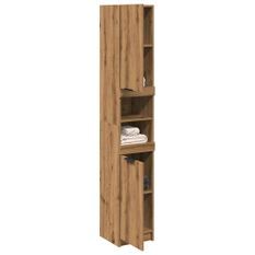 Armoire de bain chêne artisanal 32x34x188,5cm bois d'ingénierie