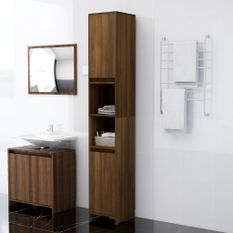 Armoire de bain Chêne marron 30x30x183,5 cm Bois d'ingénierie