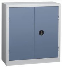 Armoire de bureau 2 portes gris et bleu Katu H 100