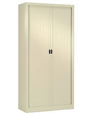 Armoire de bureau à rideaux beige 2 portes coulissantes Giao L 90 x H 180 x P 43 cm