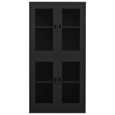 Armoire de bureau Anthracite 90x40x180 cm Acier et verre trempé