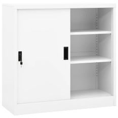 Armoire de bureau avec porte coulissante Blanc 90x40x90cm Acier