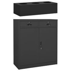 Armoire de bureau et jardinière Anthracite 90x40x125 cm Acier 2