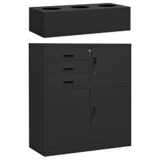 Armoire de bureau et jardinière Anthracite 90x40x125 cm Acier