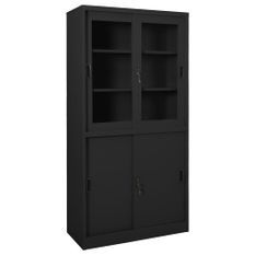 Armoire de bureau et porte coulissante Anthracite 90x40x180 cm 2