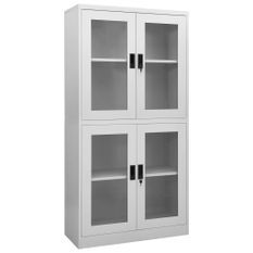 Armoire de bureau Gris clair 90x40x180 cm Acier et verre trempé 2