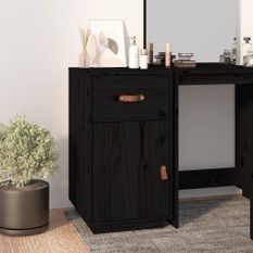 Armoire de bureau Noir 40x50x75 cm Bois massif de pin