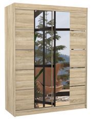 Armoire de chambre 2 portes coulissantes bois clair et miroir Norka 150 cm