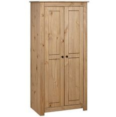 Armoire de chambre 2 portes en bois de pin massif Autika 80 cm – Élégance rustique et polyvalence