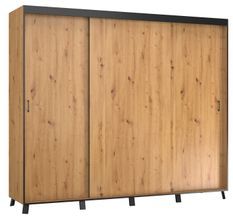Armoire de chambre à 2 ou 3 portes coulissantes bois clair artisan Barko - 4 tailles