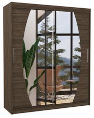 Armoire de chambre à coucher 2 portes coulissantes marron et miroir Balko 180 cm