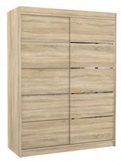 Armoire de chambre à coucher bois clair 2 portes coulissantes bois clair et alu Kubik 150 cm