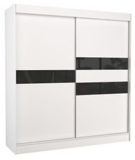 Armoire de chambre à portes coulissantes bois blanc mat et noir laqué Korza - 3 tailles