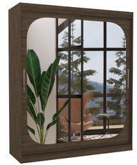 Armoire de chambre design marron 2 portes coulissantes avec miroir Ibizo 180 cm