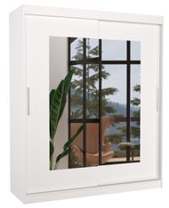 Armoire de chambre moderne blanche 2 portes coulissantes avec miroir Rozika 180 cm